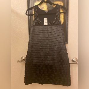 Express black tank dress with satin rivets on the front. Size medium. NWT